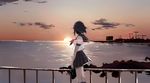  bad_id bad_pixiv_id bag black_hair galanyu kill_la_kill landscape matoi_ryuuko school_uniform serafuku short_hair skirt sky solo sunset water 