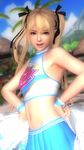  1girl 3d beach blonde_hair cheerleader dead_or_alive dead_or_alive_5 marie_rose screencap smile tecmo twintails 