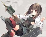  bankoku_ayuya bike_shorts bow_(weapon) breasts brown_eyes brown_hair crossbow headband headgear kantai_collection looking_at_viewer short_hair sideboob skirt small_breasts smile solo taihou_(kantai_collection) thighhighs weapon 