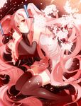  bad_id bad_pixiv_id black_footwear boots cherry_blossoms detached_sleeves hatsune_miku highres long_hair necktie pink_eyes pink_hair sakura_miku skirt solo temari_(deae) thigh_boots thighhighs twintails very_long_hair vocaloid 