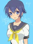  blue_eyes blue_hair character_name happy_birthday persona persona_4 sailor_collar school_uniform serafuku shirogane_naoto short_hair solo ufuto 