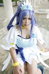  1girl asian blue_eyes blue_hair bracelet breasts choker chouzuki_maryou cosplay cure_diamond cure_diamond_(cosplay) dokidoki!_precure dress jewelry large_breasts long_hair photo plump precure solo tiara 