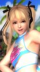 1girl 3d beach blonde_hair cheerleader dead_or_alive dead_or_alive_5 marie_rose screencap smile tecmo twintails 