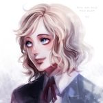  bags_under_eyes blazer blonde_hair blue_eyes formal jacket lips metal_gear_(series) metal_gear_solid_peace_walker nose paz_ortega_andrade ribbon rin2010 school_uniform short_hair smile solo wavy_hair 