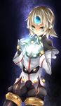  another_code_(elsword) black_capelet capelet elsword eve_(elsword) expressionless fi-san forehead_jewel gloves highres short_hair solo white_hair yellow_eyes 