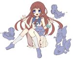  akako bird blue_eyes brown_hair crossover dress finneon fish gen_4_pokemon long_hair mukaido_manaka nagi_no_asukara penguin piplup pokemon pokemon_(creature) pokemon_(game) pokemon_dppt sailor_dress school_uniform sea_slug serafuku shellos 