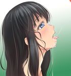  black_hair blue_eyes chakabo long_hair nude open_mouth original sexually_suggestive solo suggestive_fluid tongue tongue_out 