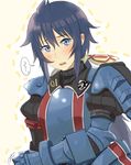  armor black_hair blue_eyes blush breastplate hair_ribbon imca long_hair military military_uniform parted_lips ponytail ribbon senjou_no_valkyria senjou_no_valkyria_3 solo uniform vu-etama 