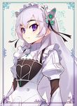  chaika_trabant eyebrows frame frills frown fuyuno_yuuki hair_ornament hairband hitsugi_no_chaika lavender_hair lolita_hairband long_hair purple_eyes ribbon signature solo very_long_hair 