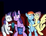  cute drink drinking_straw equine female feral fluttershy_(mlp) friendship_is_magic goattrain group horn horse hug mammal movie_theater my_little_pony pegasus pony rainbow_dash_(mlp) rarity_(mlp) scared sitting twilight_sparkle_(mlp) unicorn wings 