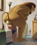  2014 anal anthro bed bedroom biceps bound butt facesitting feline forced fur gay hair human interspecies kneeling lion looking_back male mammal mane nude oral rimming rope salty_tart sex size_difference smothering 
