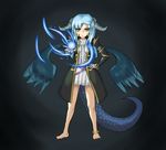  amon_(p&amp;d) anklet blue_hair cloak highres horns jewelry monster monster_boy puzzle_&amp;_dragons tail wings yellow_eyes 