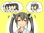  akagi_(kantai_collection) brown_hair english hairband hiryuu_(kantai_collection) japanese_clothes kaga_(kantai_collection) kantai_collection long_hair multiple_girls short_hair shoukaku_(kantai_collection) side_ponytail silver_hair smile souryuu_(kantai_collection) taihou_(kantai_collection) translated twintails yanagihara_tantoui zuikaku_(kantai_collection) 