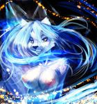  breasts bust canine female fur hair looking_at_viewer magicscir mammal nipples solo white_fur wolf yellow_eyes 