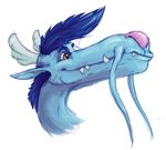  antlers blue_fur blue_hair brown_eyes chinese_dragon dragon fur hair horn kaiju pink_nose toon whiskers 