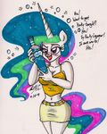  alcohol anthro beverage big_breasts blush breasts cleavage clothed clothing drunk english_text equine female friendship_is_magic horn mammal my_little_pony newyorkx3 princess_celestia_(mlp) solo text winged_unicorn wings 
