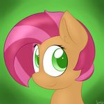  babs_seed_(mlp) brown_fur equine female friendship_is_magic fur green_background green_eyes hair horse lamiaaaa looking_at_viewer mammal my_little_pony plain_background pony red_hair smile solo two_tone_hair 