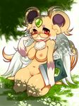  breasts eyewear female fur gem glasses nipples nude open_mouth pussy puzzle_&amp;_dragons red_eyes round_ears smile solo sunlight_carbuncle video_games yellow_fur 