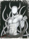  bald blood evil_smile faceless male monster muscles pecs sex_offenderman slenderman solo tall tentacles topless trollpasta white_skin 