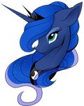  absurd_res alpha_channel amorecadenza blue_eyes blue_hair bust crown equine eyeshadow female friendship_is_magic hair hi_res horn makeup mammal moon my_little_pony necklace plain_background portrait princess_luna_(mlp) solo transparent_background winged_unicorn wings 