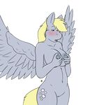  alpha_channel anthro anthrofied big_breasts blonde_hair blush breasts cutie_mark derpy_hooves_(mlp) equine female friendship_is_magic fur grey_fur grey_nipples hair kralthe lactating mammal milk my_little_pony nipples nude open_mouth pegasus plain_background pussy solo standing transparent_background wings yellow_eyes 