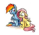  blue_eyes crying cub duo equine female fluttershy_(mlp) friendship_is_magic hair mammal messy_hair multi-colored_hair my_little_pony pegasus pink_hair plain_background purple_eyes rainbow_dash_(mlp) rainbow_hair sitting sophiecabra tears white_background wings young 