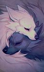  ambiguous_gender blue_fur canine close-up couple cuddling daww ears_back eyes_closed falvie fur mammal romantic white_fur wolf 