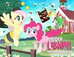  &lt;3 alligator arthropod bee bee_costume bell book building bush costume cutie_mark english_text equine female fence flower fluttershy_(mlp) flying friendship_is_magic grass group gummy_(mlp) hair horse insect mammal my_little_pony outside pegasus pink_hair pinkie_pie_(mlp) pixelkitties pony reptile scalie school sky text tree wings 