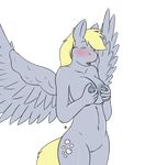  alpha_channel anthro anthrofied big_breasts blonde_hair blush breasts cutie_mark derpy_hooves_(mlp) edit equine eyes_closed female friendship_is_magic fur grey_fur grey_nipples hair kralthe lactating mammal milk my_little_pony nipples nude open_mouth pegasus plain_background pussy solo standing transparent_background wings 