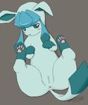  &#27703;&#40736; ?? blue_body blush eeveelution female feral glaceon lying nintendo on_back paws pok&#233;mon pok&eacute;mon presenting presenting_pussy pussy solo spread_legs spreading video_games young 