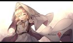  ^_^ blonde_hair braid closed_eyes copyright_name hood letterboxed long_hair open_mouth pixiv_fantasia pixiv_fantasia_fallen_kings saru single_braid solo 