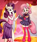  anibaruthecat anthro anthrofied blue_eyes clothing crossover duo equine female friendship_is_magic green_eyes hair happy hi_res holding horn inside kamui kill_la_kill mammal my_little_pony op_mouth open_mouth purple_hair rarity_(mlp) sailor_uniform senketsu skirt smile standing sweetie_belle_(mlp) unicorn uniform white_body 