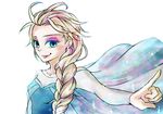  1girl blonde_hair braid disney elsa_(frozen) frozen_(disney) lipstick makeup smile 