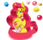  anthro anthrofied blue_eyes breasts dclzexon elbow_gloves equine female fluttershy_(mlp) friendship_is_magic gloves hair long_hair mammal my_little_pony nipple_tape pink_hair solo yellow_body 