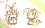  2girls arc_system_works blazblue blonde_hair chibi cloak dark_skin guilty_gear guilty_gear_xrd lambda-11 multiple_girls ramlethal_valentine white_skin 