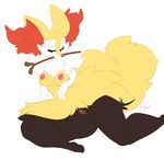  barefoot braixen breasts buxbi canine female fennec fox fur looking_at_viewer mammal nintendo nipples nude plain_background pok&#233;mon pok&eacute;mon pussy smile stick thick_thighs thighs video_games white_background white_fur wide_hips yellow_fur 