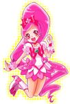  boots bow choker cure_blossom earrings hair_bow hanasaki_tsubomi heartcatch_precure! jewelry long_hair magical_girl nail_polish open_mouth pink_bow pink_choker pink_eyes pink_hair ponytail precure ramune02 ribbon skirt smile solo 