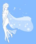  1girl blue_backgraound blue_background braid breasts disney dress elsa_(frozen) frozen_(disney) high_heels highres j88818541 snow 