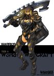  armor blonde_hair blue_eyes blush breasts butcherboy cleavage helm helmet large_breasts shield solo sword warcraft warrior weapon world_of_warcraft 