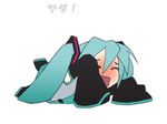  animated animated_gif aqua_hair chibi closed_eyes detached_sleeves hatsune_miku long_hair long_sleeves mameshiba solo tantrum tears thighhighs translated twintails vocaloid yada_yada 