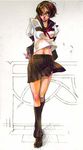  glasses navel school_uniform serafuku skirt tetz-co uniform 