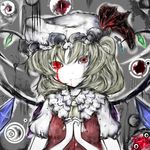  bad_id bad_pixiv_id blonde_hair blood eyes flandre_scarlet hat koohee one_side_up ponytail red_eyes short_hair solo touhou wings 