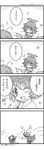  4koma ? anger_vein antennae beamed_sixteenth_notes cape closed_eyes comic eighth_note greyscale hat highres monochrome multiple_girls musical_note mystia_lorelei one_eye_closed open_mouth partially_translated running spoken_musical_note tewitei touhou translation_request wings wriggle_nightbug 