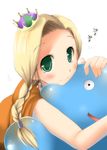  bianca blonde_hair blush braid cape crown dragon_quest dragon_quest_v green_eyes king_slime long_hair single_braid smile theta_(ponkotsu_works) 