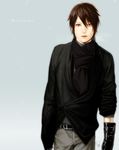  banned_artist brown_hair fugi_jis gloves male_focus original realistic scarf solo 