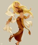  blonde_hair d-maker dancer_(fft) dark_skin final_fantasy final_fantasy_tactics highres jewelry long_hair midriff solo 