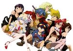  5girls absurdres bikini_top breasts cleavage high_heels highres kamina kinon kittan kiyal kiyoh medium_breasts multiple_boys multiple_girls nia_teppelin official_art shinagawa_hiroki simon tengen_toppa_gurren_lagann thighhighs yoko_littner 