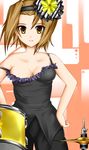  bad_id bad_pixiv_id breasts brown_eyes brown_hair cleavage don't_say_&quot;lazy&quot; eyeshadow flower frills hair_flower hair_ornament hairband highres k-on! lipstick makeup medium_breasts short_hair solo strap_slip tainaka_ritsu tank_top tomboy yoshimo 