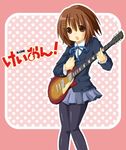  akina_rei bad_id bad_pixiv_id brown_eyes brown_hair guitar hirasawa_yui instrument k-on! pantyhose school_uniform short_hair solo 