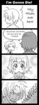  1girl 4koma ahoge cardiac_arrest cat comic english greyscale katawa_shoujo monochrome mouth_hold nakai_hisao pimmy so_moe_i'm_gonna_die! tezuka_rin 